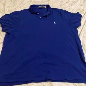 Blue Slim Fit Ralph Lauren Polo Shirt Blue and White